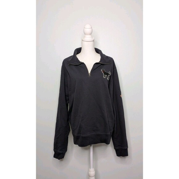 The Black Dog Sweaters - The Black Dog Women's XL Navy Blue Quarter-Zip Cotton Sweater